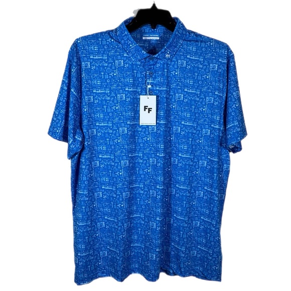 Fore Fathers Other - Fore Fathers Performance Polo XXL Blue Soft Breathable Fabric Chemical Print